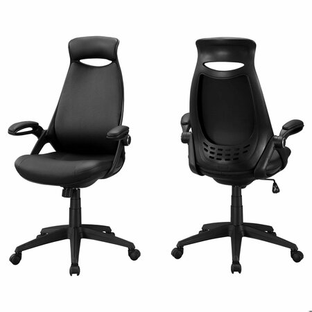 HOMEROOTS 46.8 in. Black Leather LookPolypropylene & Metal Multi-Position Office Chair 333459
